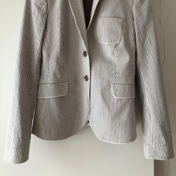 Mexx seersucker grey-taupe pinstripe blazer jacket - Picture 5 of 9